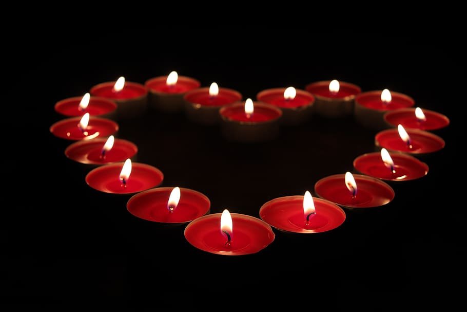 heart, candle, love, romantic, light, flame, tealight, red, luck, celebration