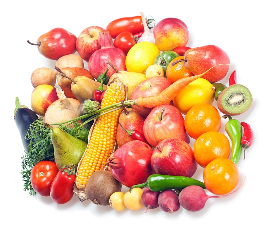 plátanos, fresco, fruta, uvas, montón, objeto, naranja, rojo, maduro, vitamina