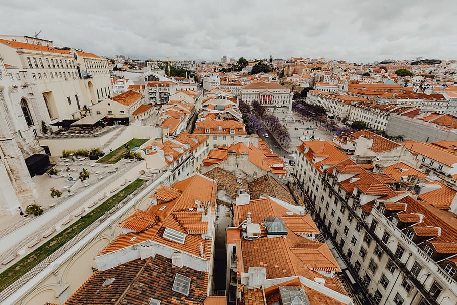 городской пейзаж, лиссабон, португалия, день, архитектура, здания, старый город, город, европа, городской