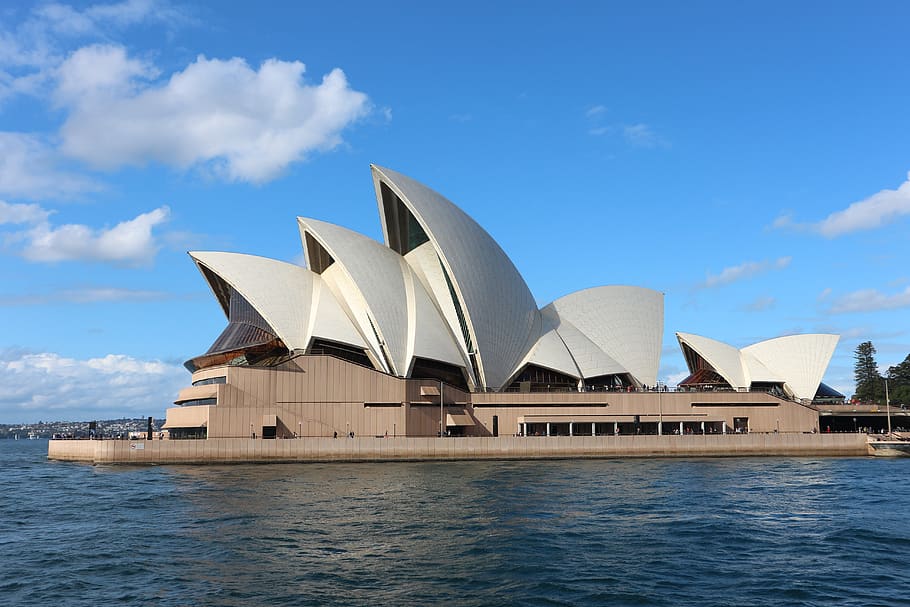 Sydney, Australia, arquitectura, el teatro de la ópera, agua, ópera, silueta, ciudad, cielo, estructura construida