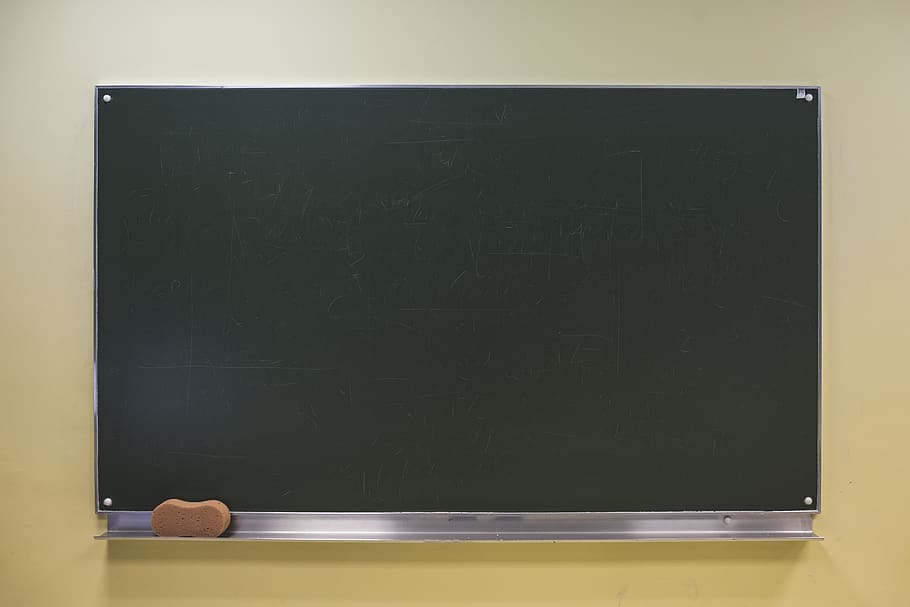 blackboard, chalkboard, school, education, learning, wall, board, indoors, black color, table