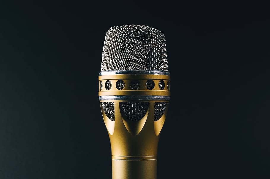 microphone, audio, recording, music, studio shot, black background, indoors, copy space, single object, close-up