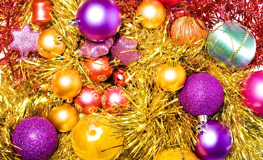 fundo, bola, bugiganga, ramo, brilhante, celebração, natal, árvore de natal, cor, escuro