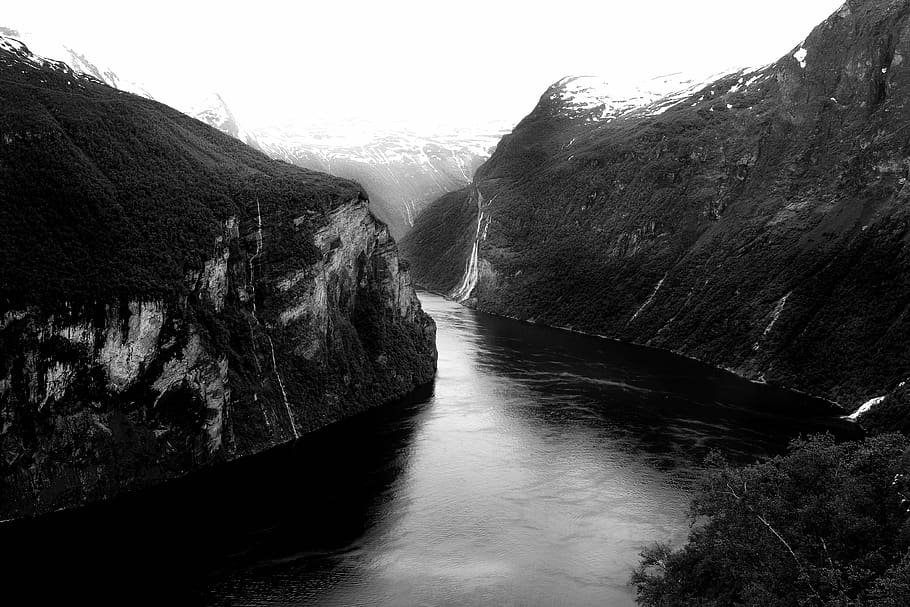 badan air, panorama, tidak ada orang, pemandangan, gunung, fjord, norwegia, alam, air, islandia