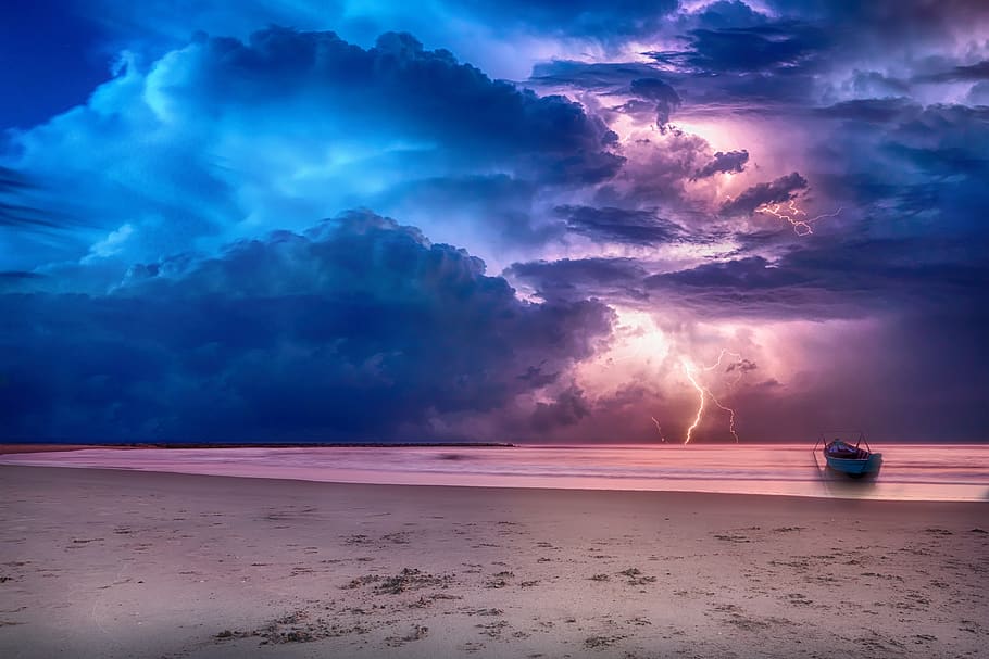 sea, sky, clouds, storm, ray, barca, sand, hd wallpaper, cloud - sky, beauty in nature