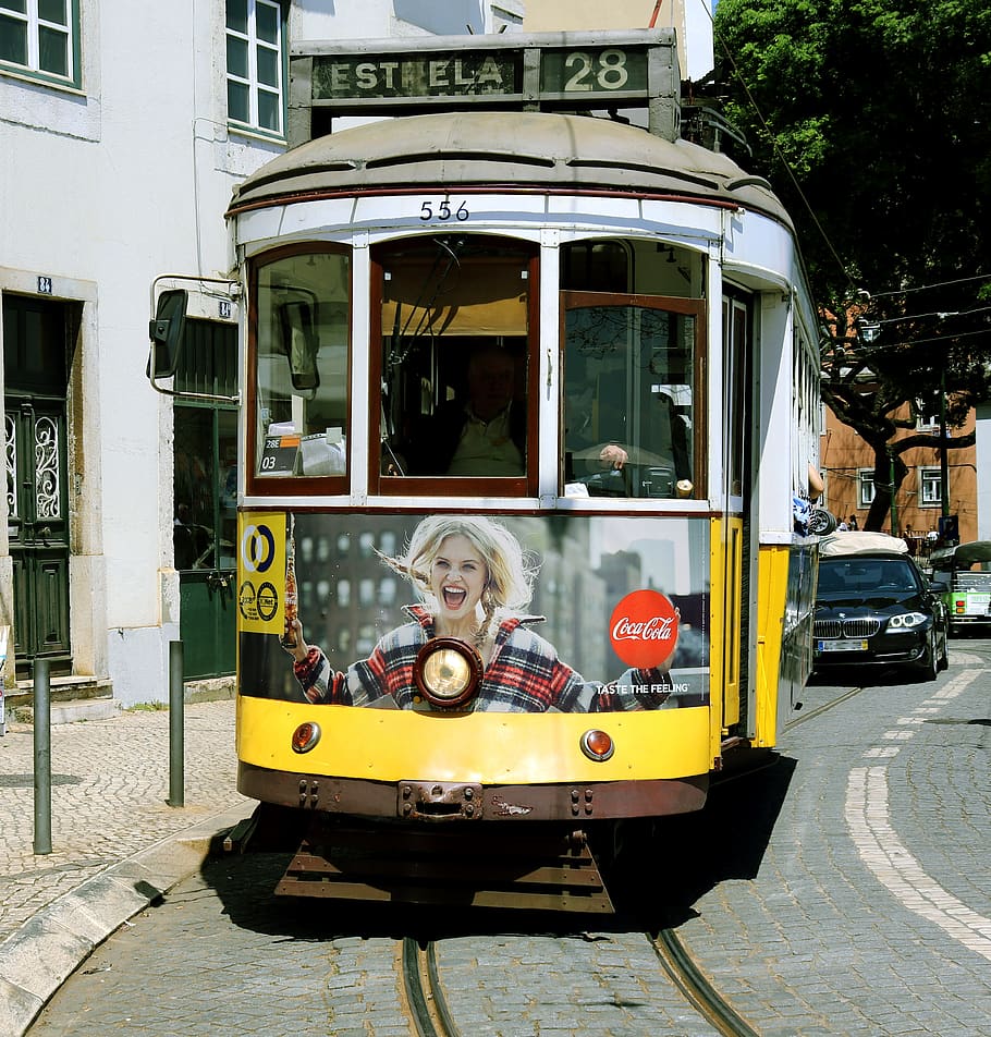 means of transport, tram, lisbon, transport, traffic, passengers, nostalgic, travel, historic center, rails