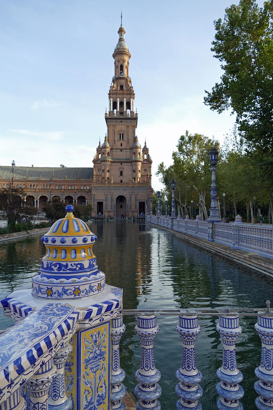 plaza-de-espana, sevilla, spain, architecture, history, water, tower, tile, art, decoration