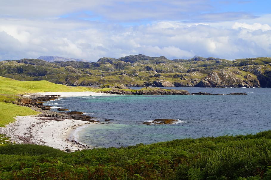 ilha de handa, praia de areia, escócia, reino unido, paisagem, mar, místico, humor, oceano, costa