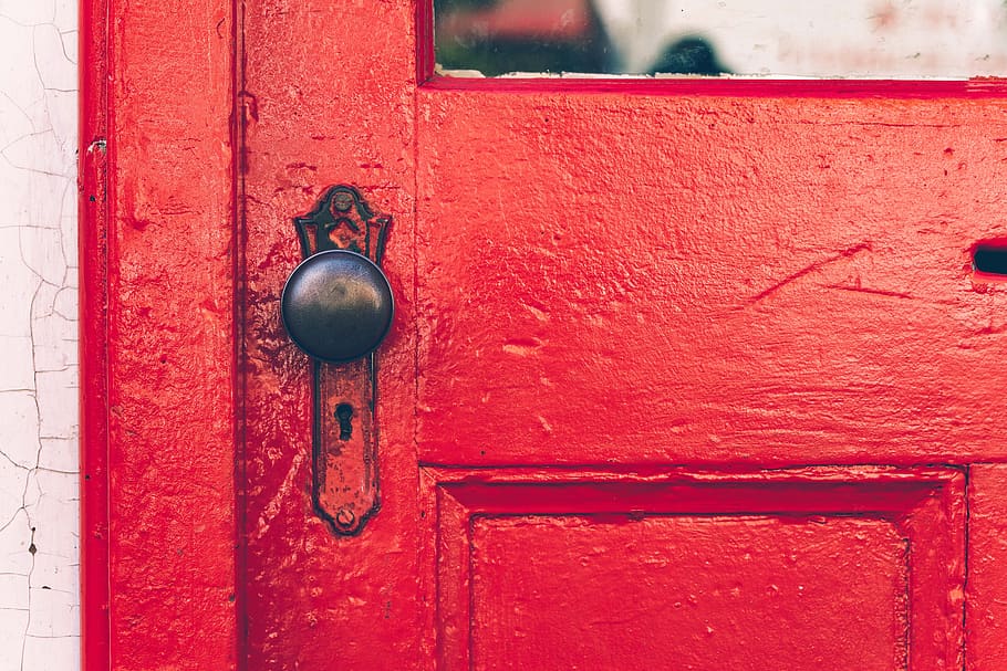 door, red, entry, red door, street, handle, minimalism, old, rustic, texture