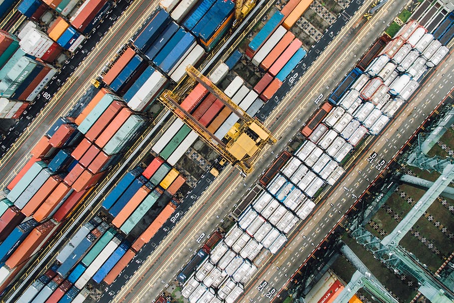 container, van, export, travel, cargo, wharf, block, transportation, architecture, aerial