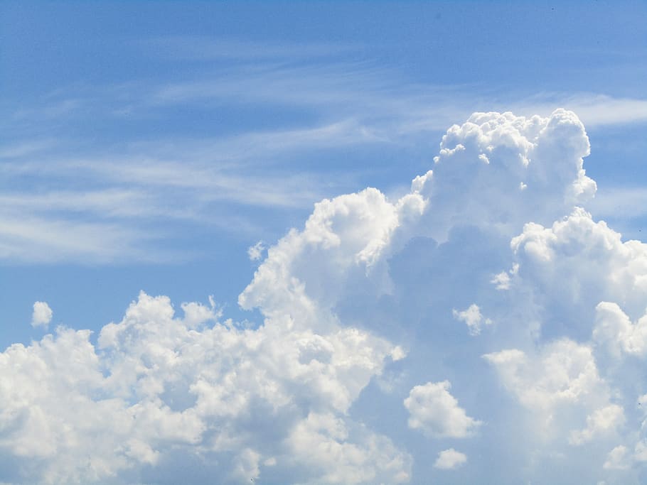 sky, blue, clouds, blue sky, blue sky clouds, blue sky background, summer,  white, nature, clear | Pxfuel