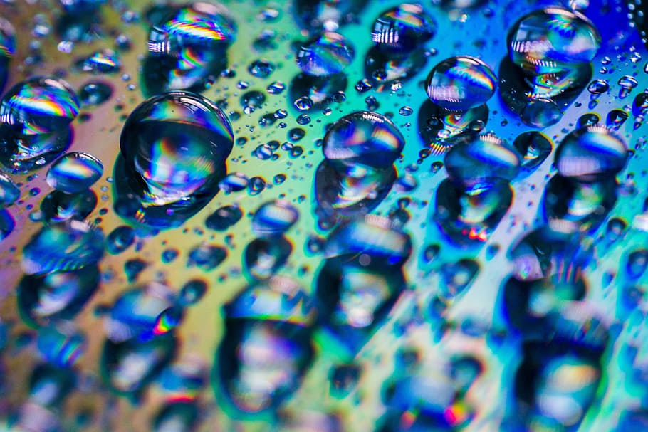 water, drops, abstract, selective focus, full frame, backgrounds, close-up, bubble, multi colored, drop