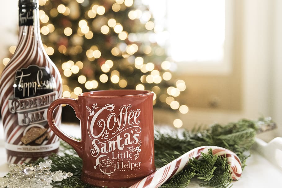 navidad, taza, cafe, feriado, acogedor, celebración, decoración, árbol de navidad, texto, árbol