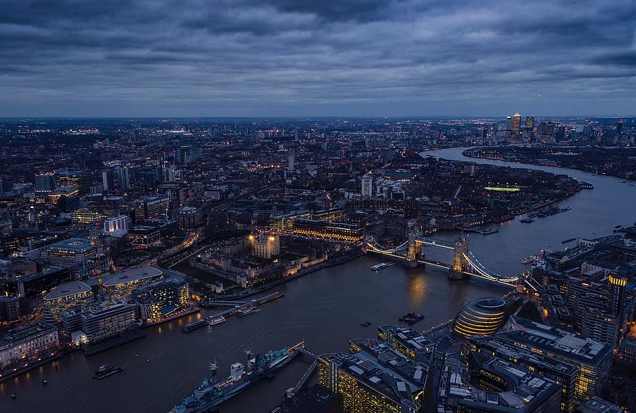 london, england, city, urban, construction, thames, building, night, river, architecture