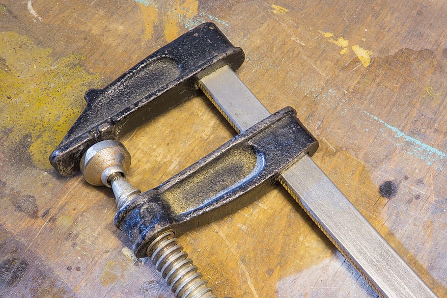 screw clamp, tool, craft, compress, rusted, rusty, ferrule, work, terminal, rust