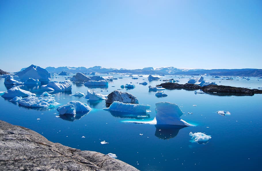 Greenland, gunung es, fjord, sermilik, es, arktik, laut, lanskap, kutub, air