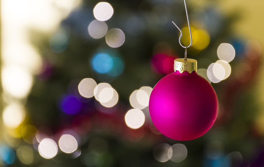 christmas, christmas ball, christmas tree, bokeh, decoration, advent, red, ball, season, light