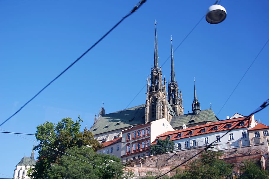 brno, outdoor, cathedral, roofs, travel, church, baroque, town, castle, outside