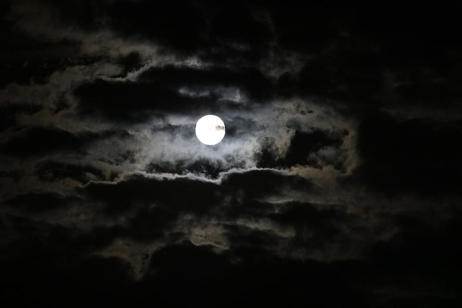 luna, naturaleza, nubes, noche, luna llena, nube - cielo, cielo, espacio, astronomía, oscuro