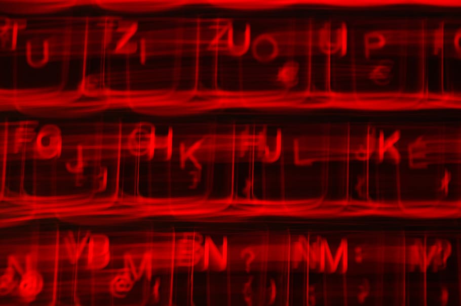 illuminated keyboard, logo, computer, hardware, keyboard, laptop, notebook, letters, red, light