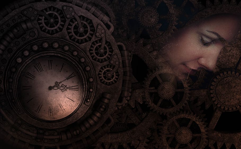 time, fantasy, relative, clock, woman, machine, physics, space, science, background