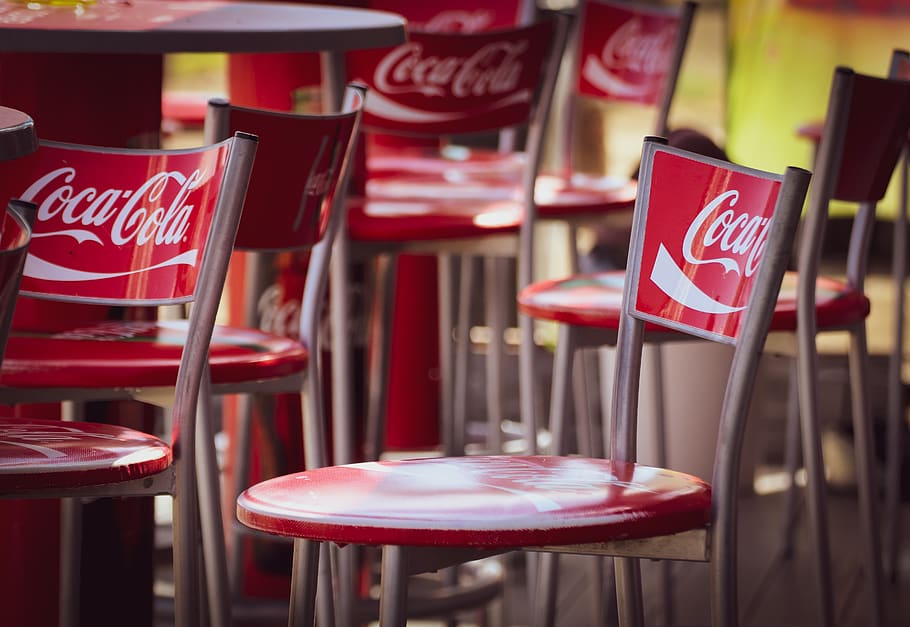 coca cola, iklan, bar, restoran, coke, merah, cola, merek, logo, meja
