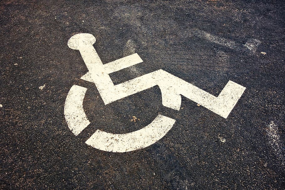 silla de ruedas, pictograma, inválido, discapacitado, estacionamiento, sección de estacionamiento, accesibilidad, instalación, vehículo, transporte