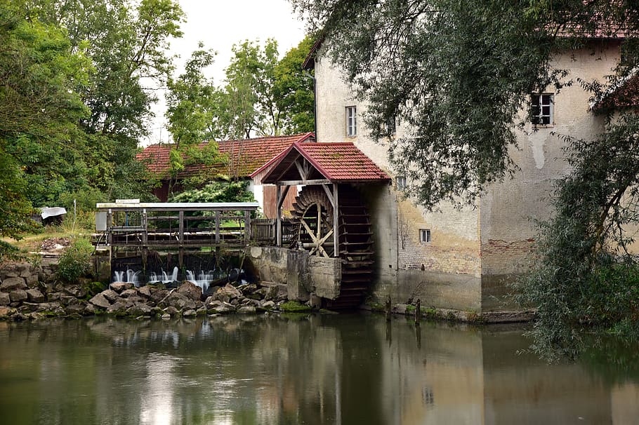 mill, old, water, building, historically, architecture, waterwheel, nature, landscape, water mill