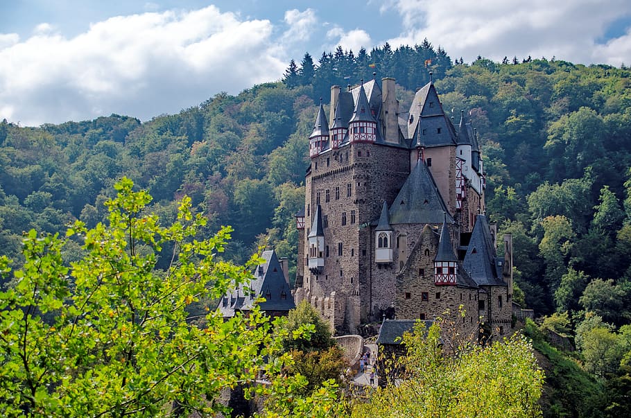 germany, burg eltz, middle ages, places of interest, knight's castle, castle, castles, tree, architecture, built structure