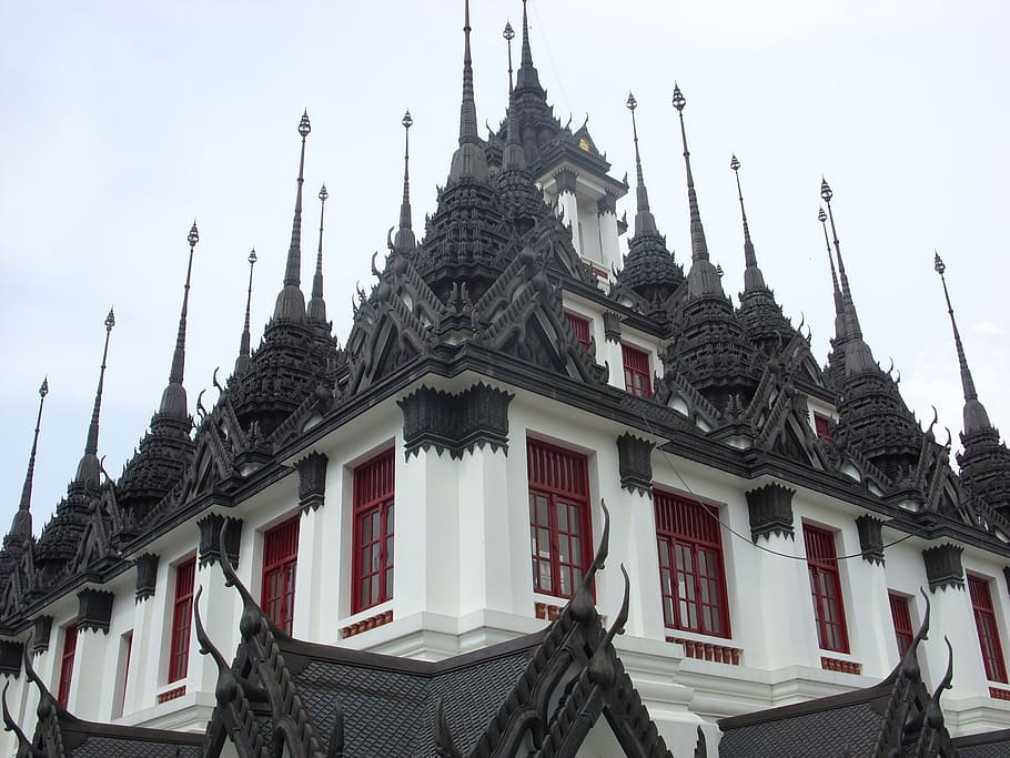 loha, budista, templo, construção, bangkok, budismo, tailândia, religião, religioso, palácio de metal