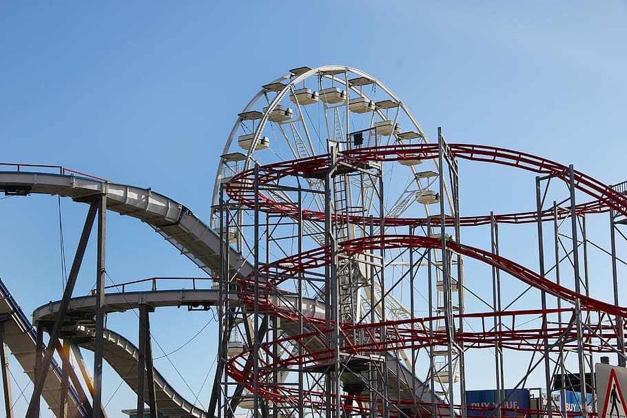 fair, big dipper, fun, roller coaster, excitement, attraction, fairground, outdoors, amusement, ride