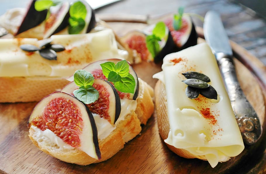 fig, cheese, bread, baguette, eat, healthy, food, goat cheese, starter, enjoy