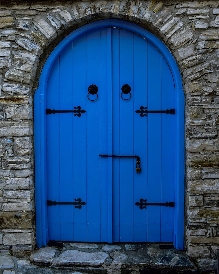 puerta, madera, azul, puerta de entrada, entrada, arquitectura, tradicional, fachada, frente, pared