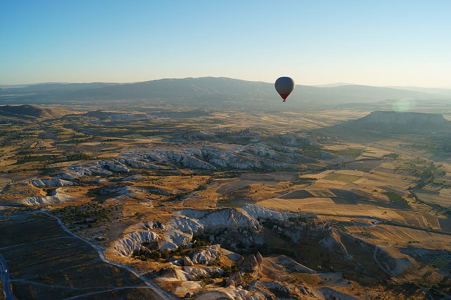 cappadocia, göreme vontade, tour de balão, balão de ar quente, turquia, veículo aéreo, balão, montanha, meio do ar, beleza na natureza