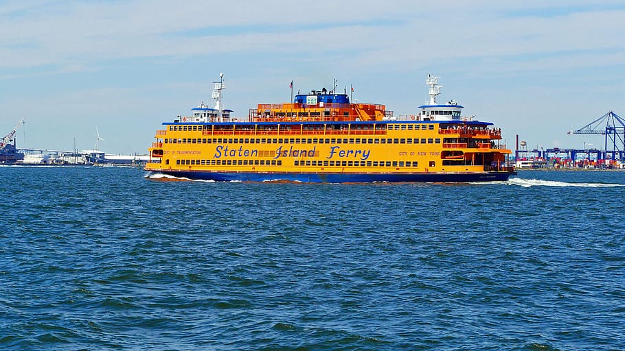 State Island Ferry, делает, 5 миль, пересечение, нижний, манхэттен, ул., терминал джорджа, статен-айленд, 25 минут