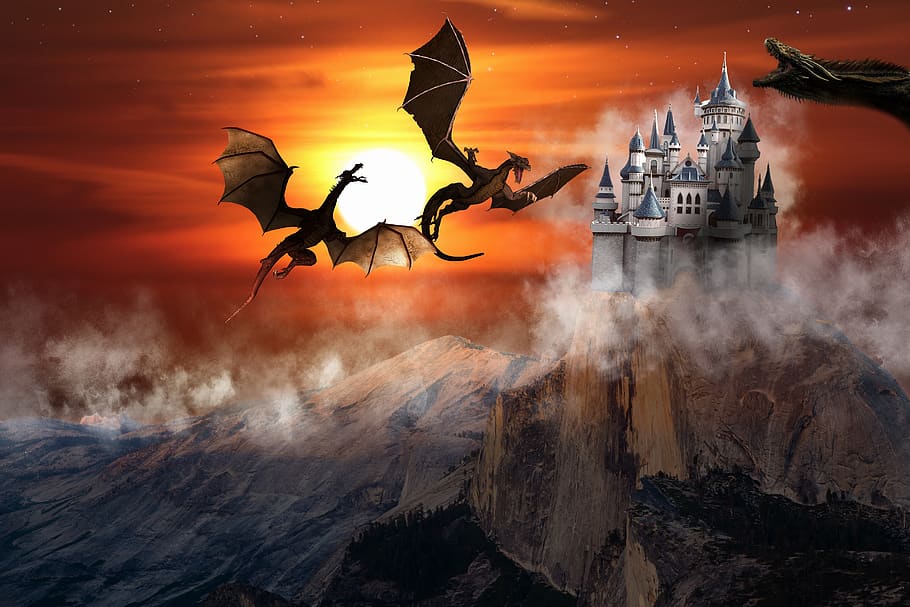 dragón, fantasía, monstruo, magia, cuento de hadas, bosque, ala, misterioso, leyenda, oscuro