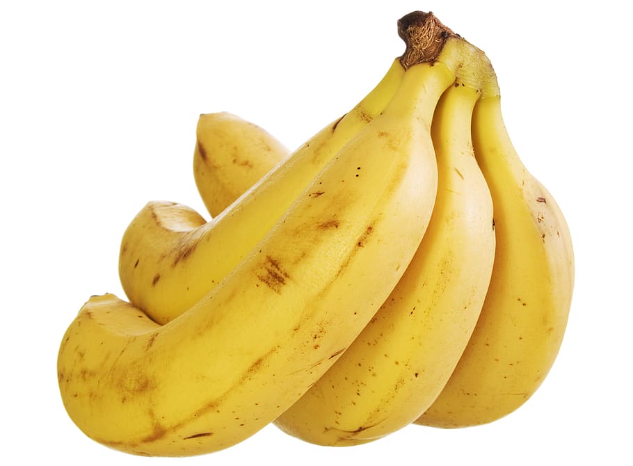 bananas, banana, comida, fresco, fruto, saudável, isolado, ninguém, branco, amarelo