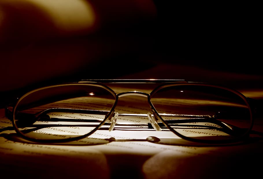 glasses, document, frames, read, sight, eyes, eyesight, eyeglasses, close-up, indoors