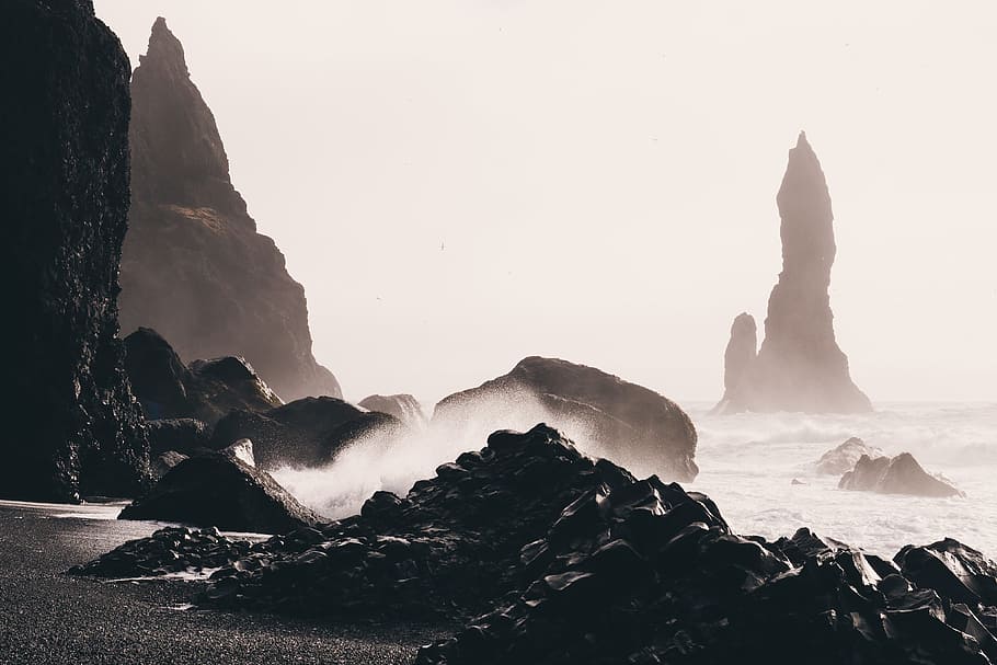 paisagem rochosa da islândia, natureza, costa, islândia, mar, rocha, objeto rochoso, sólido, beleza natural, formação rochosa