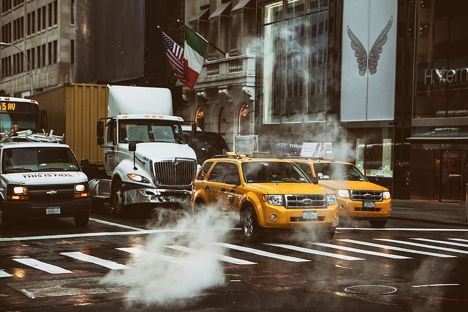 amarillo, taxi, nuevo, york street, city and Urban, car, cars, new York, nYC, street