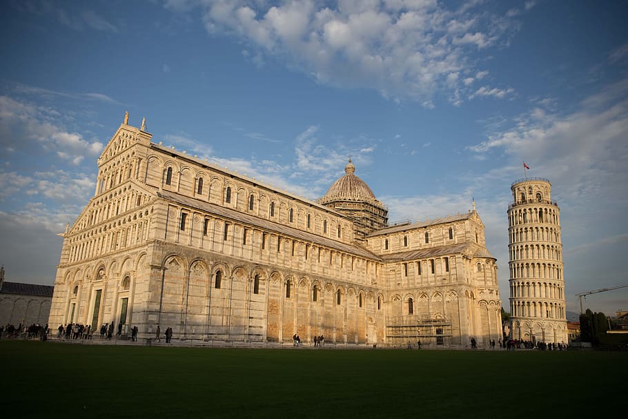 pisa cathedral, leaning, tower, sunlight, arches, architectural, architecture, art, cathedral, church