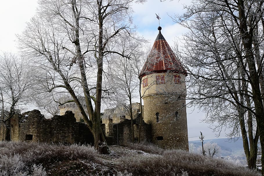 castle, ruin, tower, fortress, middle ages, tuttlingen, nature, park, autumn, spring