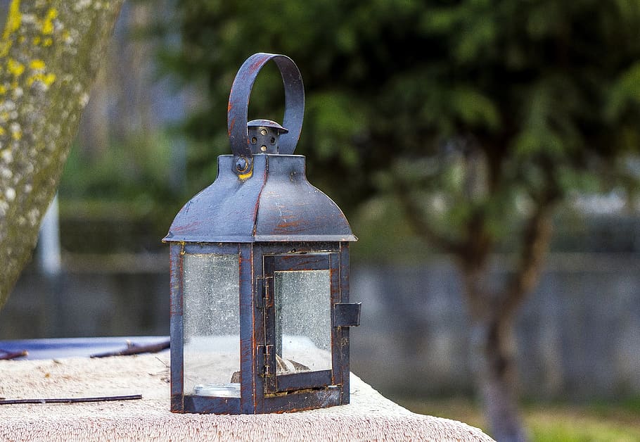 candil, light, old, garden, lantern, iron, glass, decoration, thing old, focus on foreground