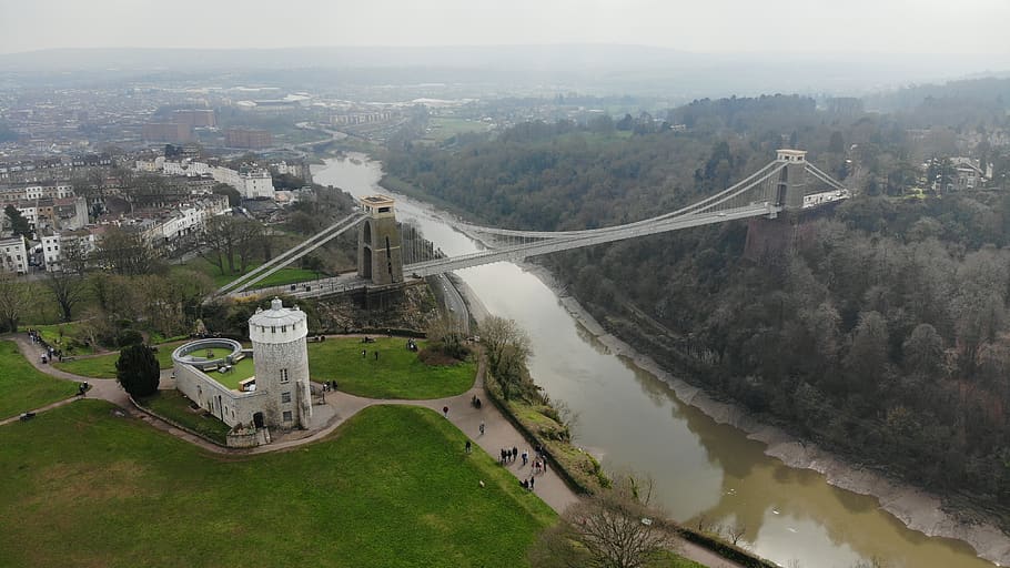 Clifton, puente, río, suspensión, arquitectura, al aire libre, Inglaterra, exterior, Bristol, famoso