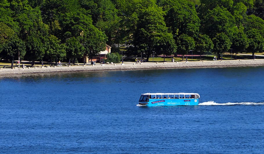 bus, amphibious, oceanbus, sea, vehicle, tourism, stockholm, excursion, wallpaper, yk