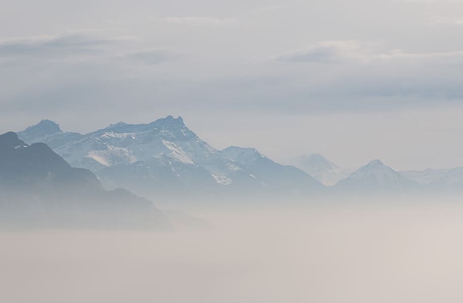 fog, winter, nature, cold, mountain, lake geneva, lake, mountains, switzerland, landscape