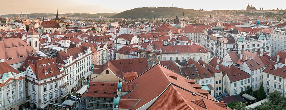 panorama, city, prague, czech republic, architecture, building exterior, roof, built structure, building, residential district