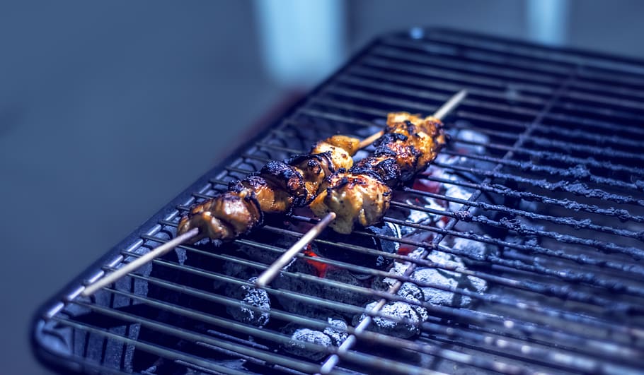 grilled, chicken, food, meat, bbq, kebab, eat, grilling, barbecue, barbecue grill