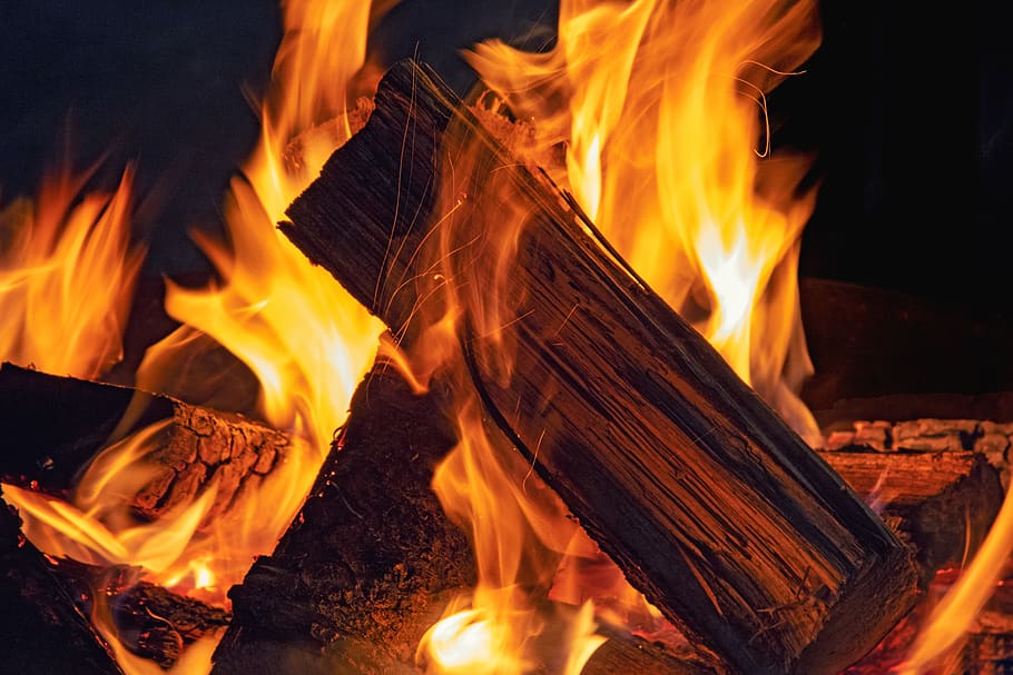 fire, wood, fireplace, flame, open fire, campfire, burn, heat, glow, embers