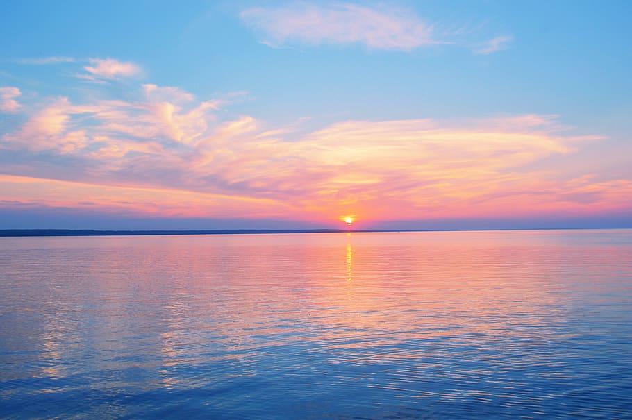 matahari terbenam, pastel, langit, danau, awan, pantai, finlandia, air, scenics - alam, keindahan di alam